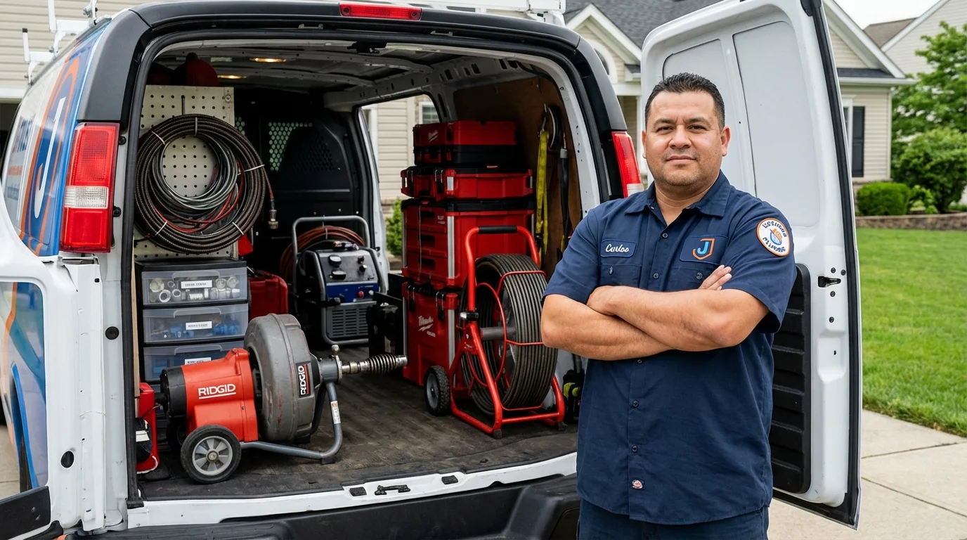 Professional drain cleaning equipment and Johns Plumbing LLC plumber in Marrero