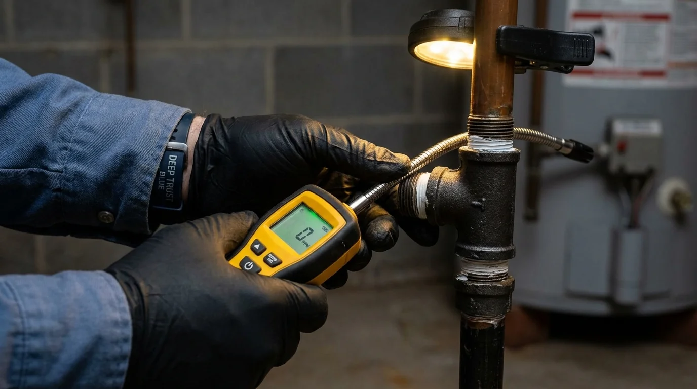 Gas leak detection with electronic sniffer by Johns Plumbing LLC in Marrero