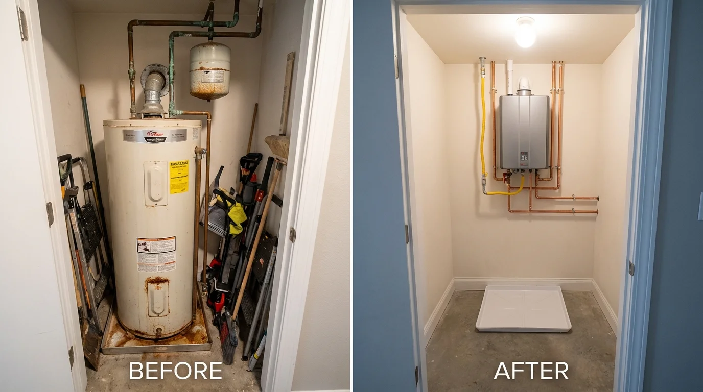 Tank water heater versus wall-mounted tankless unit comparison for Marrero, LA homeowners